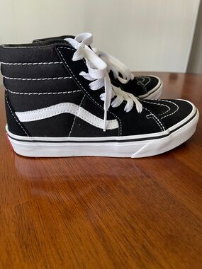 Vans Kids Black and White High-Top Skate Sneakers